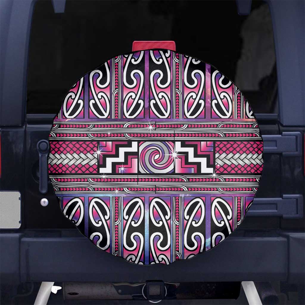 Maori Matariki Spare Tire Cover Pink Galaxy Aesthetic Koru Art
