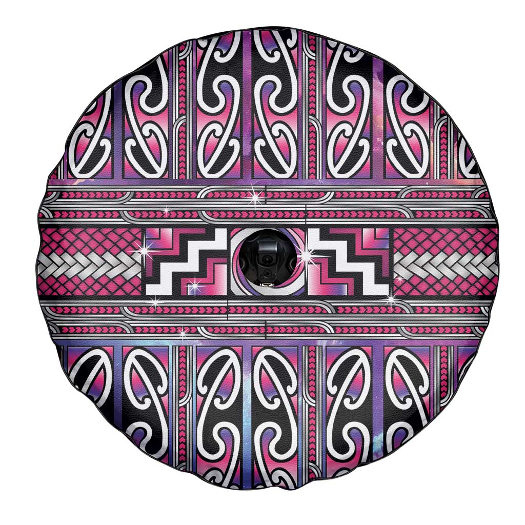 Maori Matariki Spare Tire Cover Pink Galaxy Aesthetic Koru Art