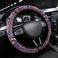 Maori Matariki Steering Wheel Cover Pink Galaxy Aesthetic Koru Art LT01 Universal Fit Pink - Polynesian Pride