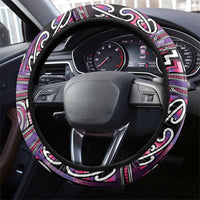 Maori Matariki Steering Wheel Cover Pink Galaxy Aesthetic Koru Art LT01 - Polynesian Pride
