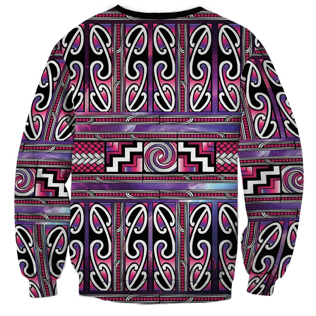 Maori Matariki Sweatshirt Pink Galaxy Aesthetic Koru Art LT01 - Polynesian Pride
