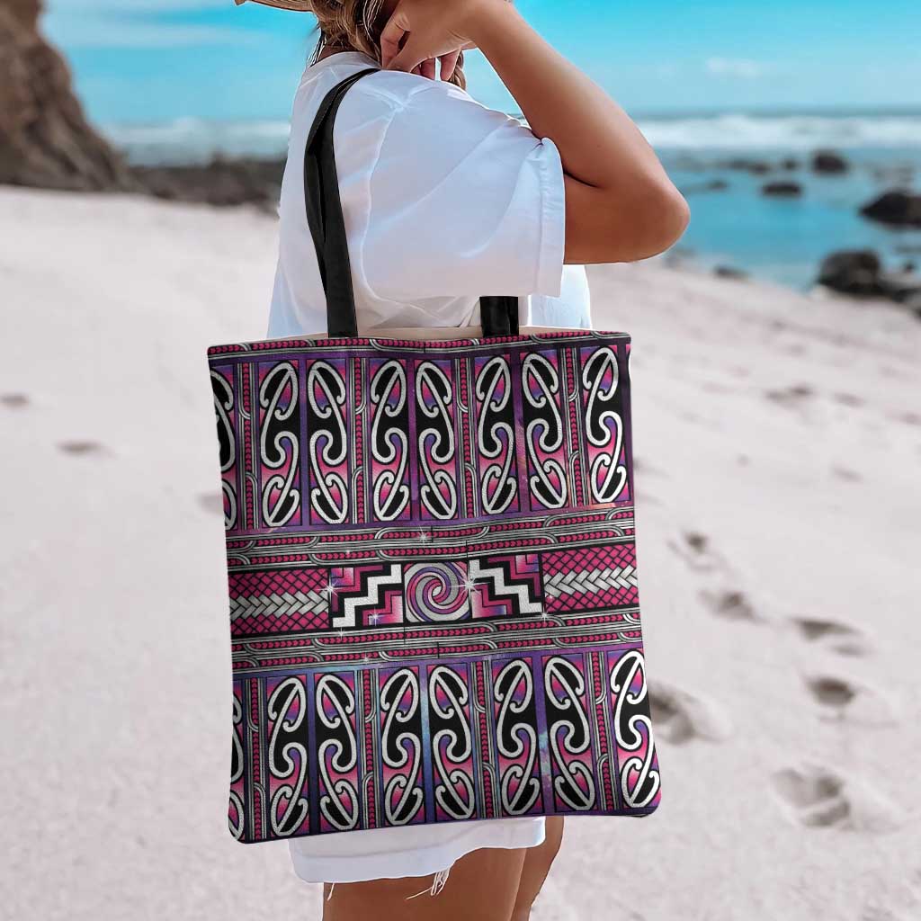 Maori Matariki Tote Bag Pink Galaxy Aesthetic Koru Art LT01 - Polynesian Pride