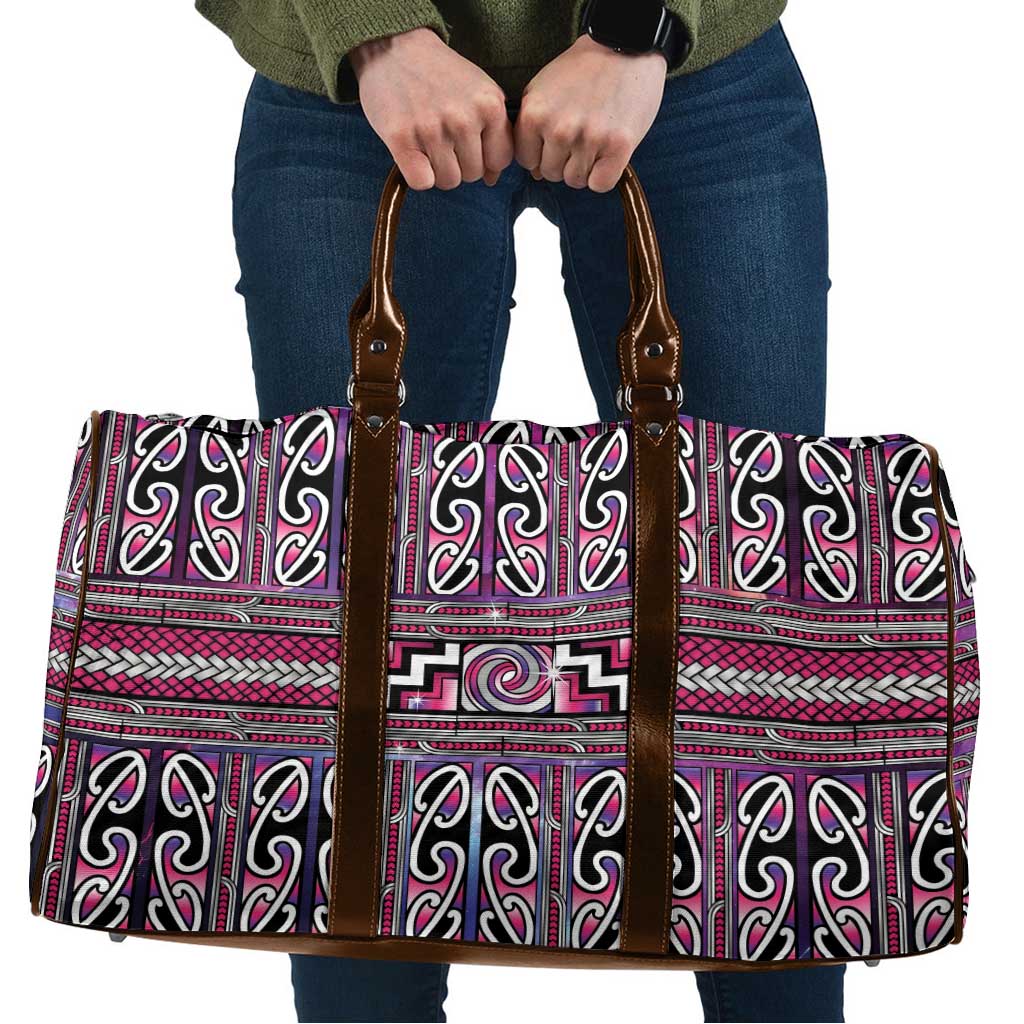 Maori Matariki Travel Bag Pink Galaxy Aesthetic Koru Art LT01 Pink - Polynesian Pride