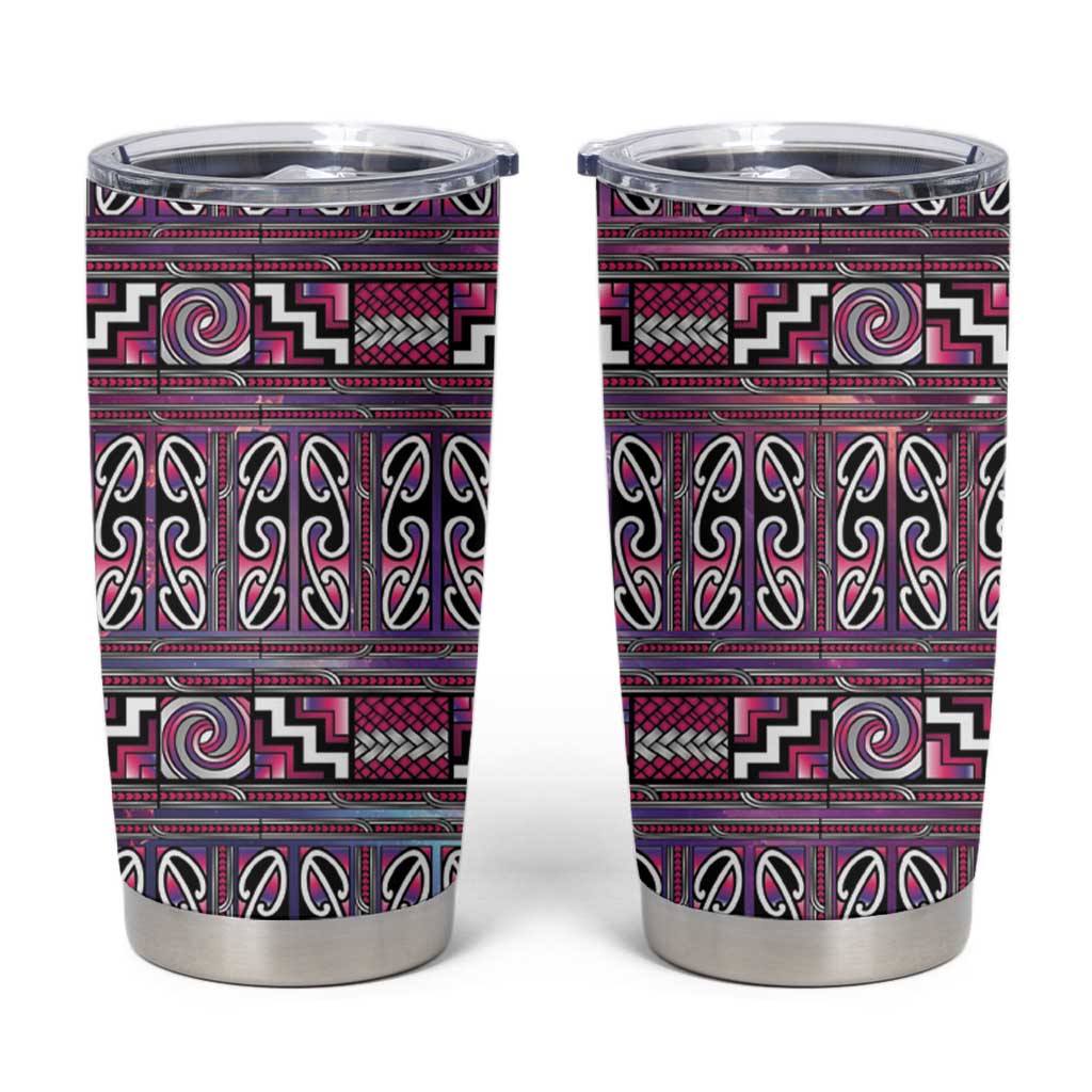 Maori Matariki Tumbler Cup Pink Galaxy Aesthetic Koru Art