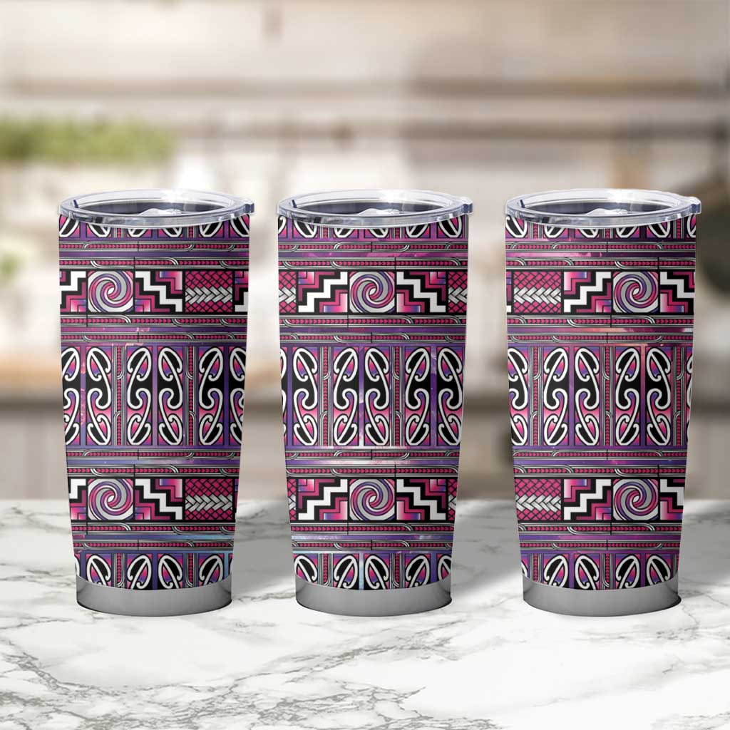 Maori Matariki Tumbler Cup Pink Galaxy Aesthetic Koru Art