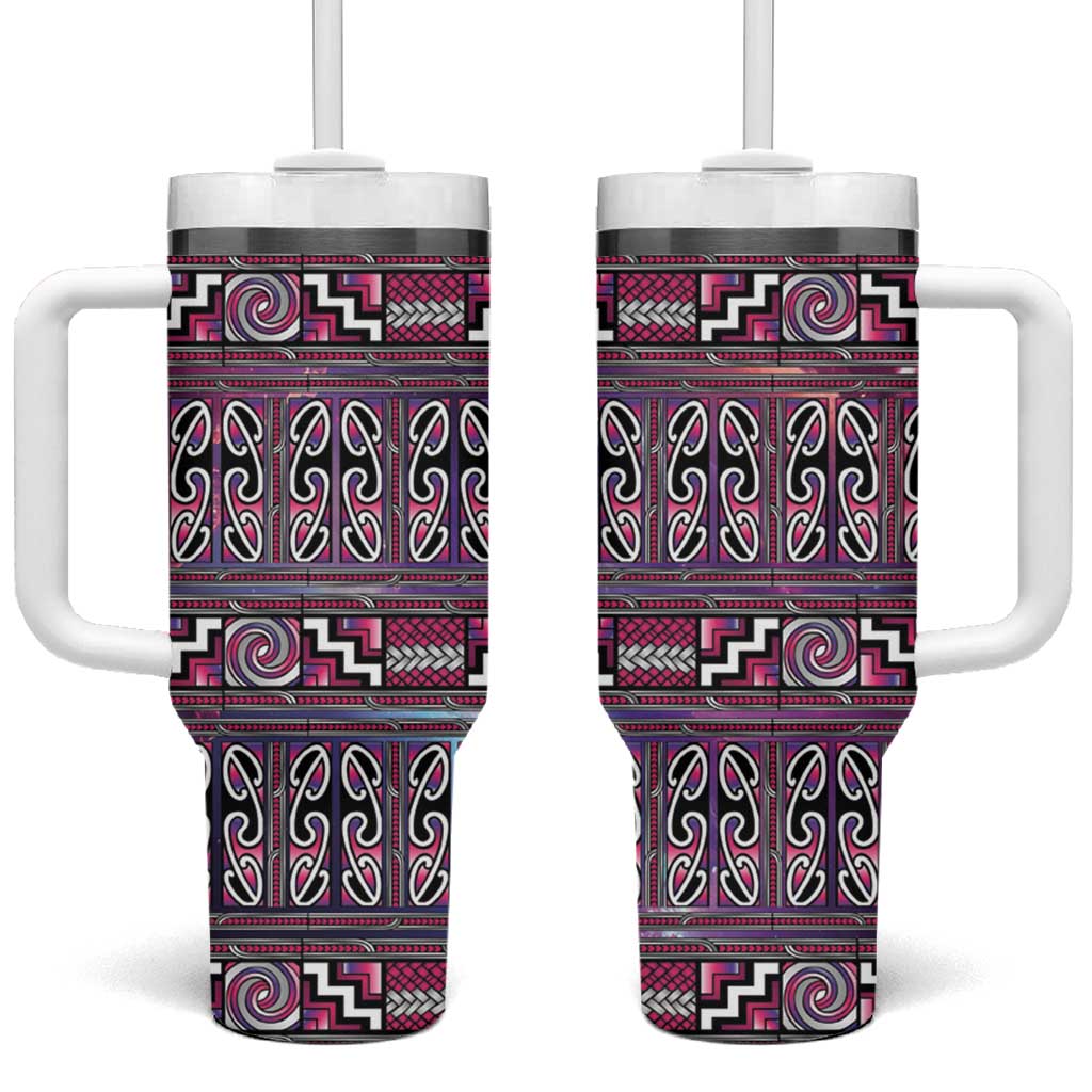 Maori Matariki Tumbler With Handle Pink Galaxy Aesthetic Koru Art