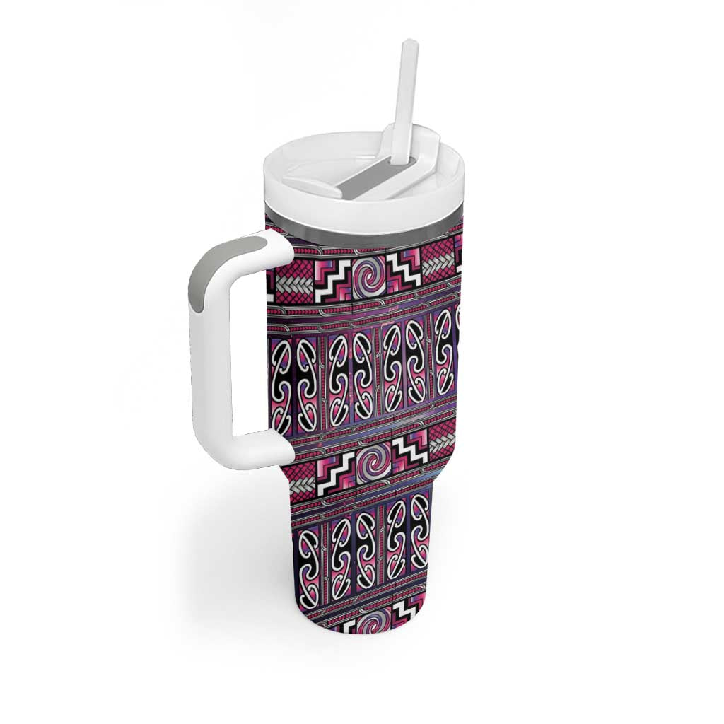 Maori Matariki Tumbler With Handle Pink Galaxy Aesthetic Koru Art