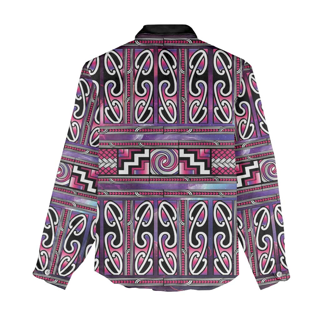 Maori Matariki Women Casual Shirt Pink Galaxy Aesthetic Koru Art LT01 - Polynesian Pride