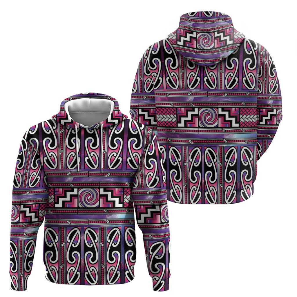 Maori Matariki Zip Hoodie Pink Galaxy Aesthetic Koru Art