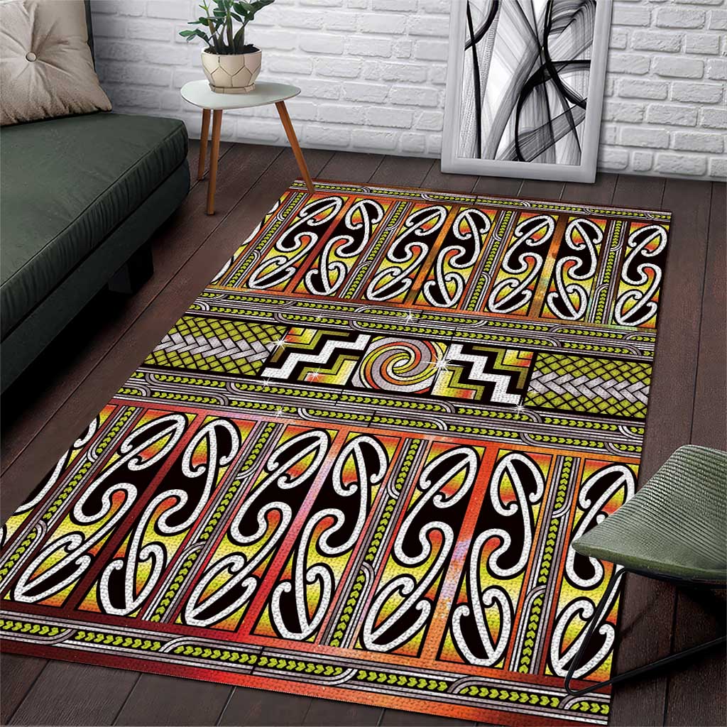 Maori Matariki Area Rug Yellow Galaxy Aesthetic Koru Art LT01 Yellow - Polynesian Pride