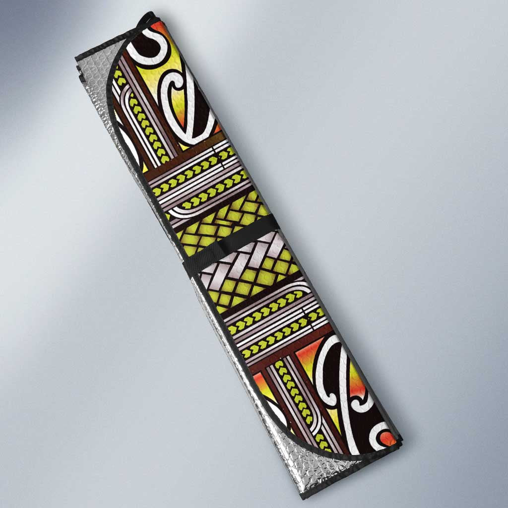 Maori Matariki Auto Sun Shade Yellow Galaxy Aesthetic Koru Art LT01 - Polynesian Pride