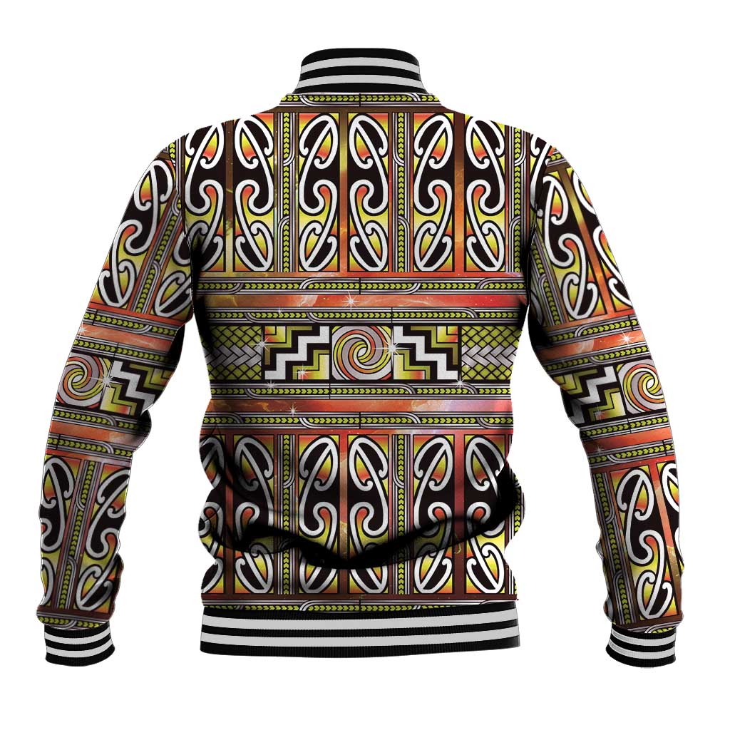 Maori Matariki Baseball Jacket Yellow Galaxy Aesthetic Koru Art