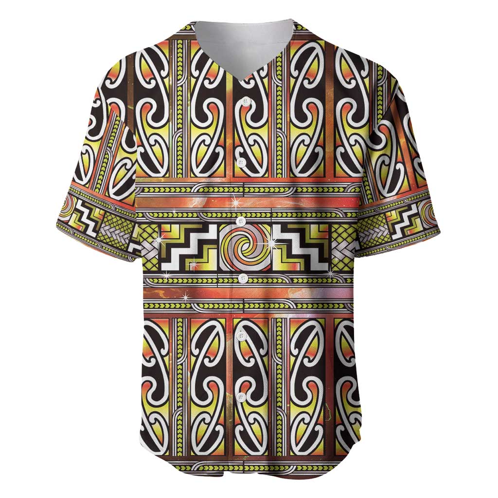 Maori Matariki Baseball Jersey Yellow Galaxy Aesthetic Koru Art LT01 Yellow - Polynesian Pride