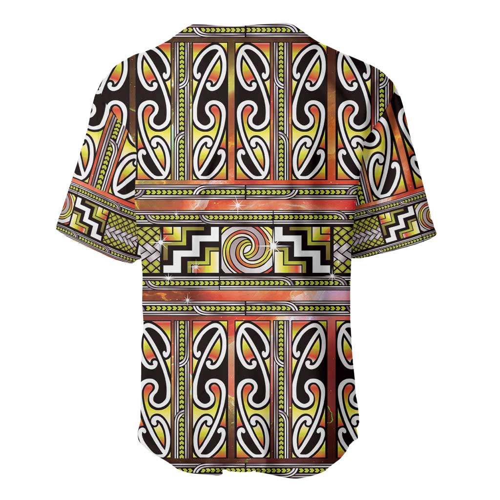 Maori Matariki Baseball Jersey Yellow Galaxy Aesthetic Koru Art LT01 - Polynesian Pride