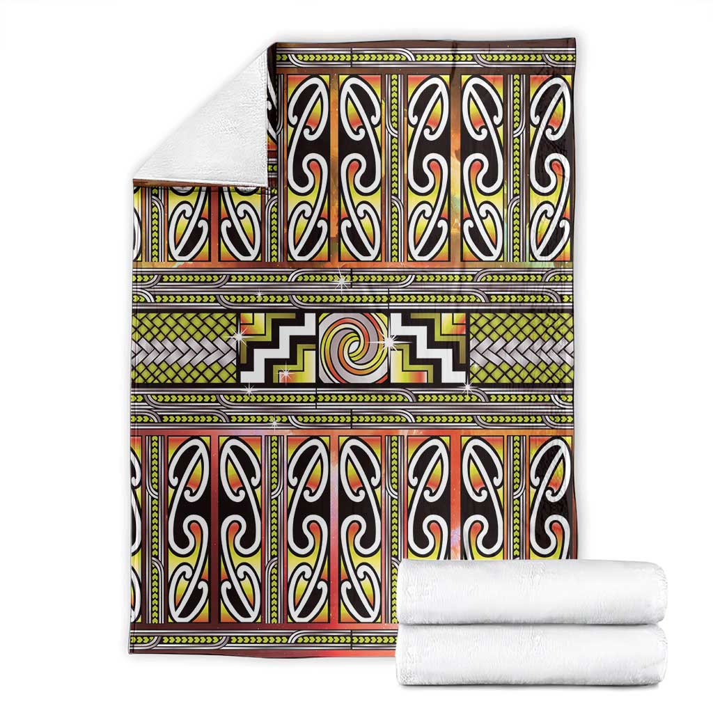Maori Matariki Blanket Yellow Galaxy Aesthetic Koru Art LT01 - Polynesian Pride