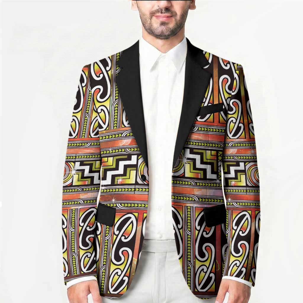 Maori Matariki Blazer Yellow Galaxy Aesthetic Koru Art