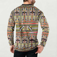 Maori Matariki Button Sweatshirt Yellow Galaxy Aesthetic Koru Art