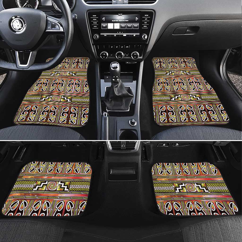 Maori Matariki Car Mats Yellow Galaxy Aesthetic Koru Art