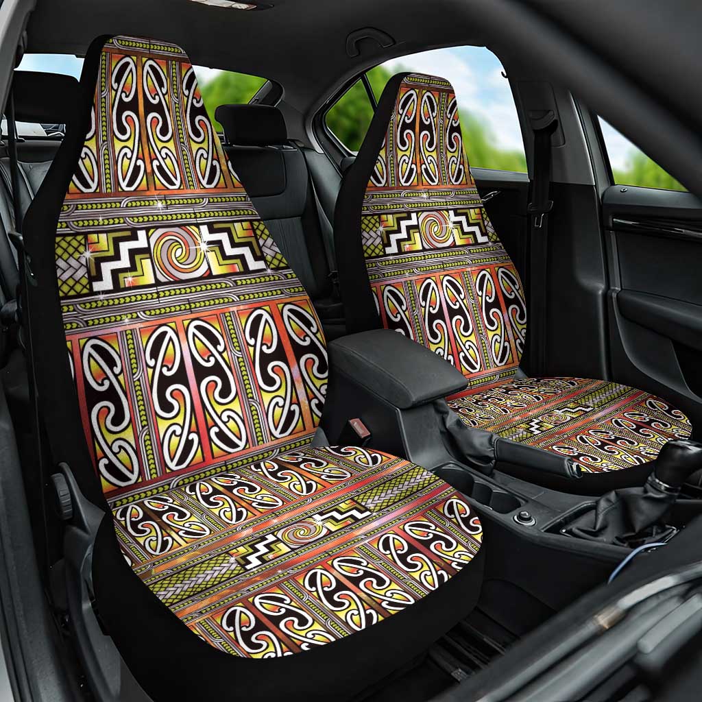 Maori Matariki Car Seat Cover Yellow Galaxy Aesthetic Koru Art