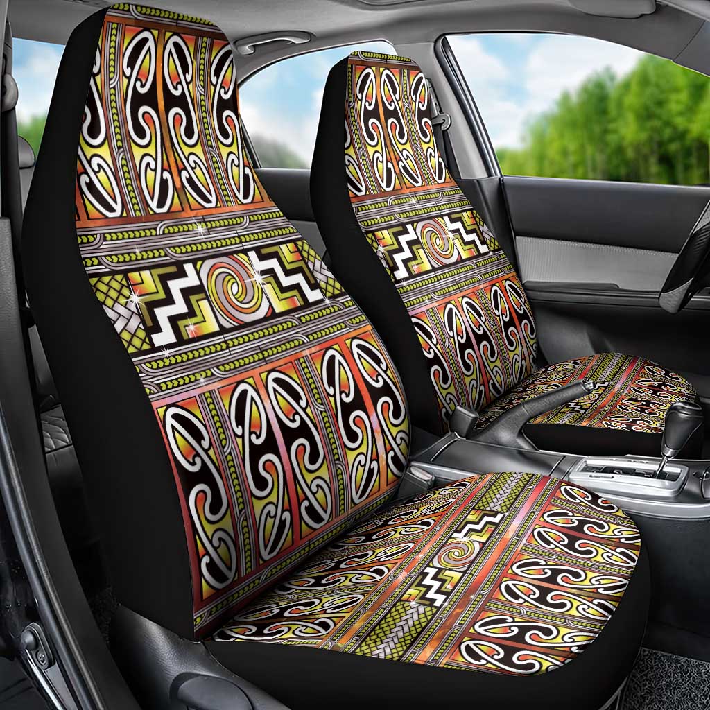 Maori Matariki Car Seat Cover Yellow Galaxy Aesthetic Koru Art