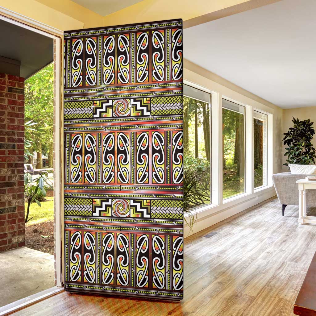 Maori Matariki Door Cover Yellow Galaxy Aesthetic Koru Art