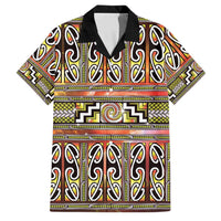 Maori Matariki Family Matching Short Sleeve Bodycon Dress and Hawaiian Shirt Yellow Galaxy Aesthetic Koru Art LT01 Dad's Shirt - Short Sleeve Yellow - Polynesian Pride