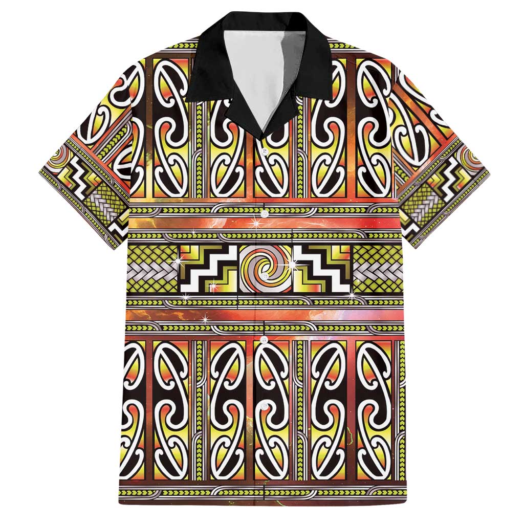 Maori Matariki Hawaiian Shirt Yellow Galaxy Aesthetic Koru Art