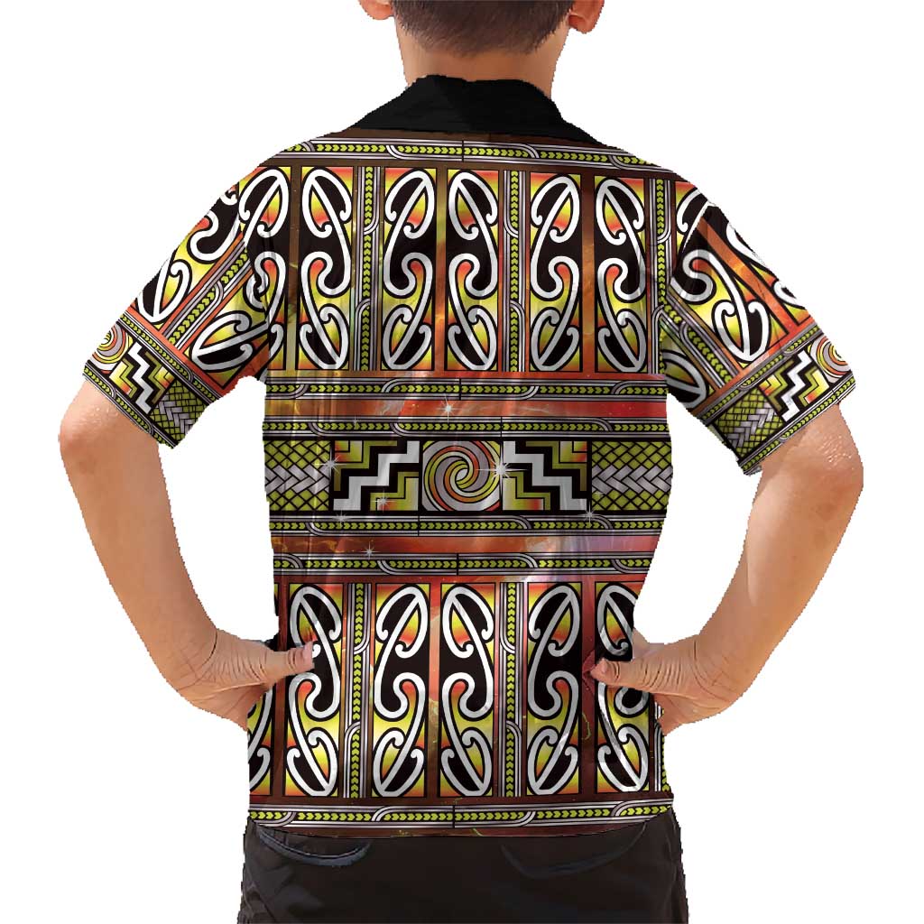 Maori Matariki Hawaiian Shirt Yellow Galaxy Aesthetic Koru Art