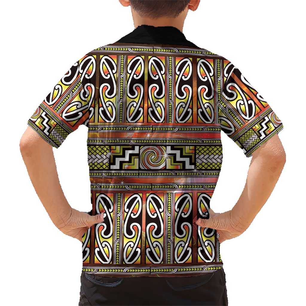 Maori Matariki Kid Hawaiian Shirt Yellow Galaxy Aesthetic Koru Art