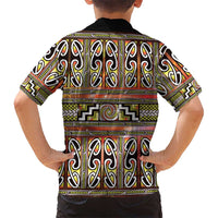 Maori Matariki Kid Hawaiian Shirt Yellow Galaxy Aesthetic Koru Art
