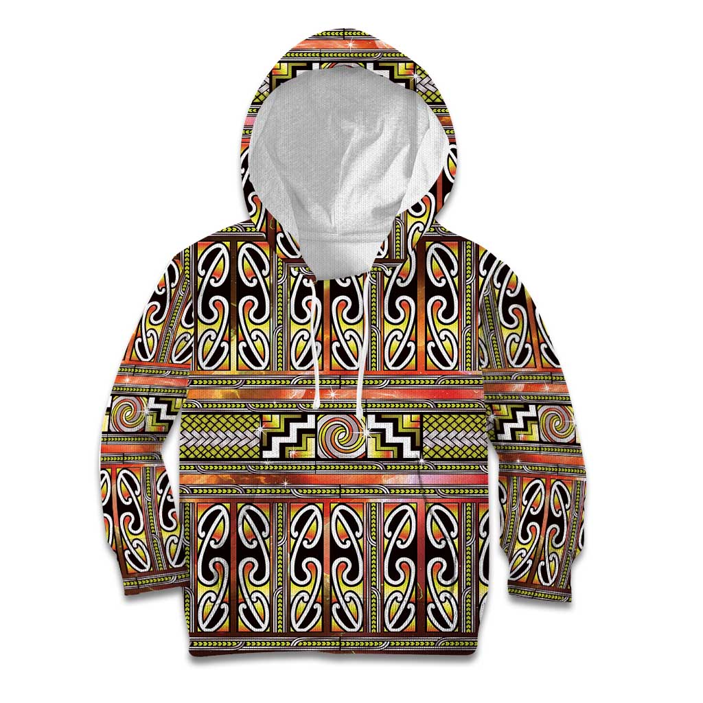 Maori Matariki Kid Hoodie Yellow Galaxy Aesthetic Koru Art