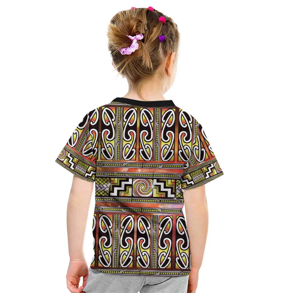 Maori Matariki Kid T Shirt Yellow Galaxy Aesthetic Koru Art LT01 - Polynesian Pride