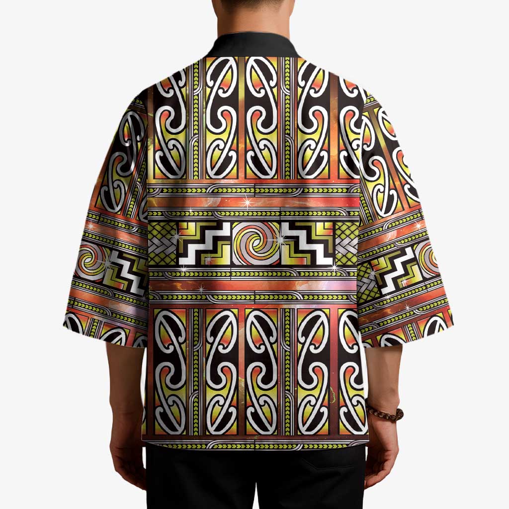 Maori Matariki Kimono Yellow Galaxy Aesthetic Koru Art LT01 - Polynesian Pride