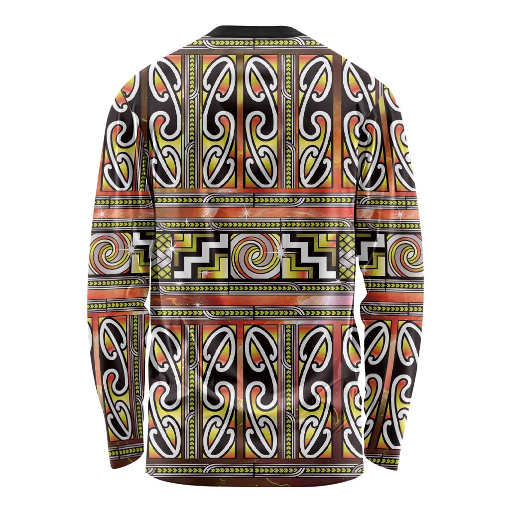 Maori Matariki Long Sleeve Shirt Yellow Galaxy Aesthetic Koru Art