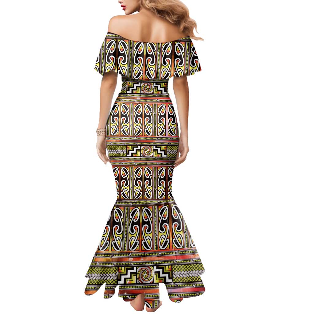Maori Matariki Mermaid Dress Yellow Galaxy Aesthetic Koru Art