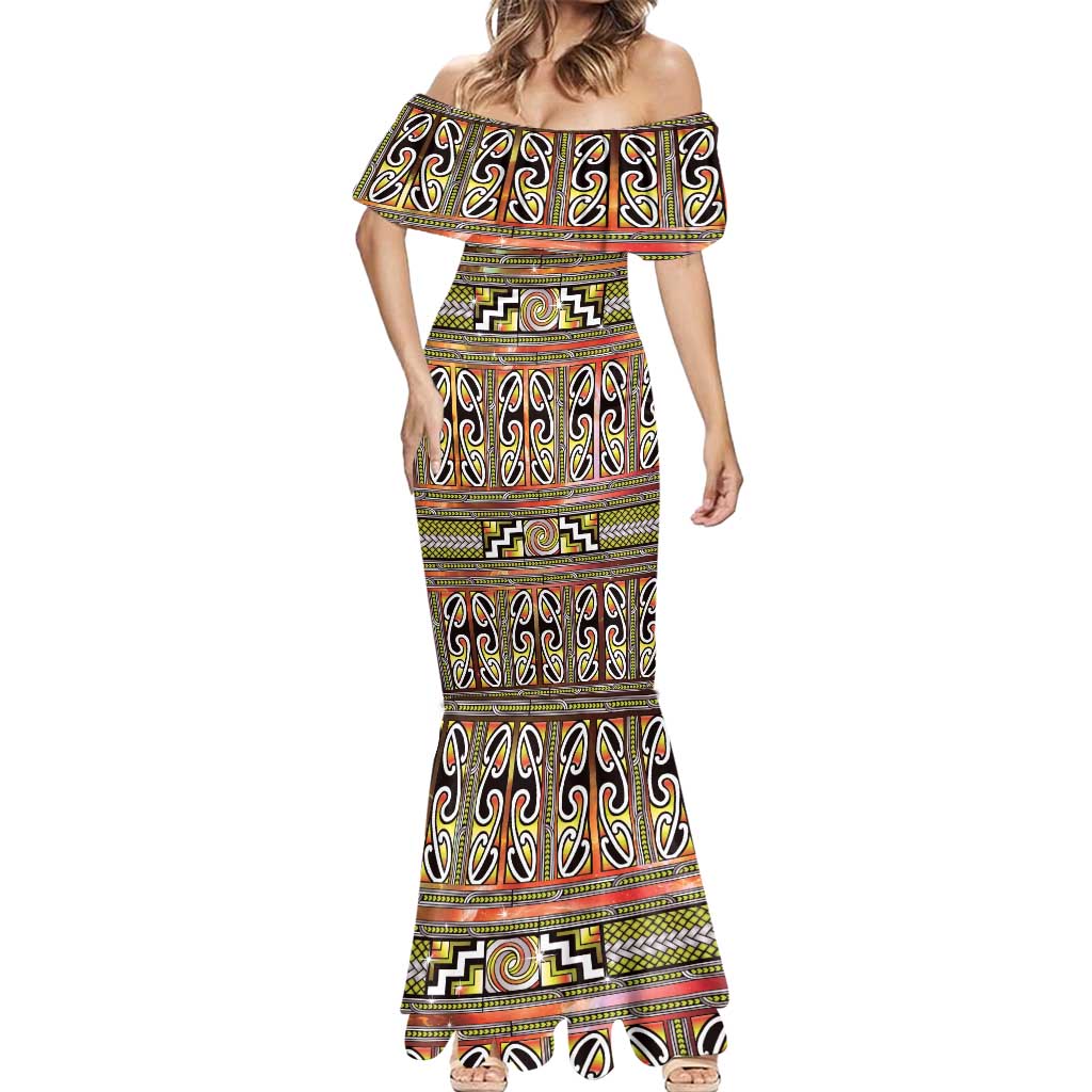 Maori Matariki Mermaid Dress Yellow Galaxy Aesthetic Koru Art
