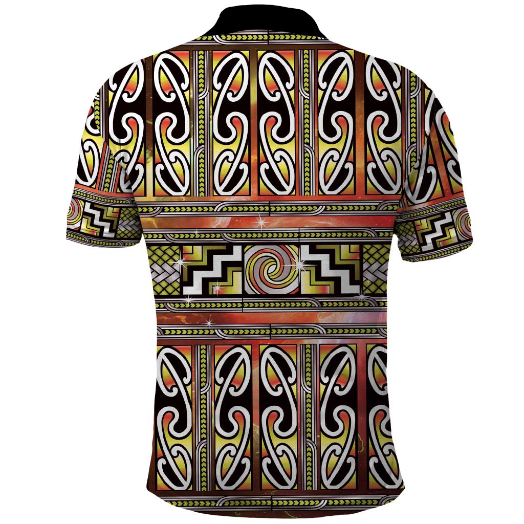Maori Matariki Polo Shirt Yellow Galaxy Aesthetic Koru Art LT01 - Polynesian Pride