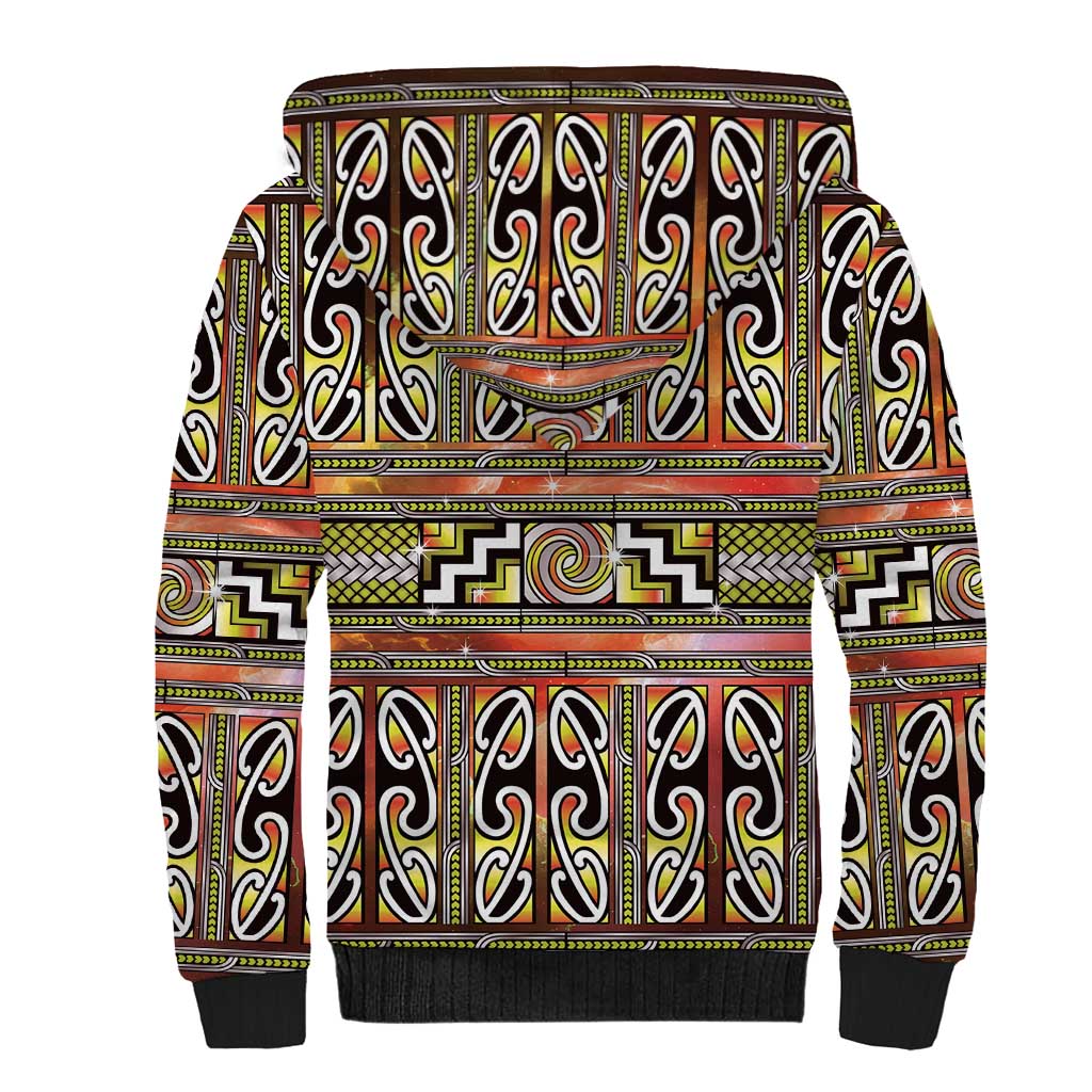 Maori Matariki Sherpa Hoodie Yellow Galaxy Aesthetic Koru Art