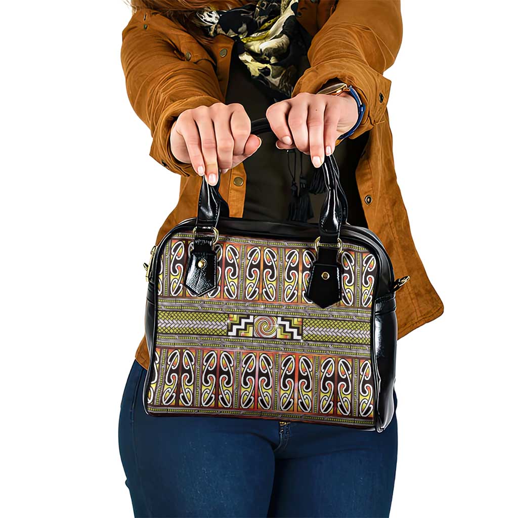 Maori Matariki Shoulder Handbag Yellow Galaxy Aesthetic Koru Art