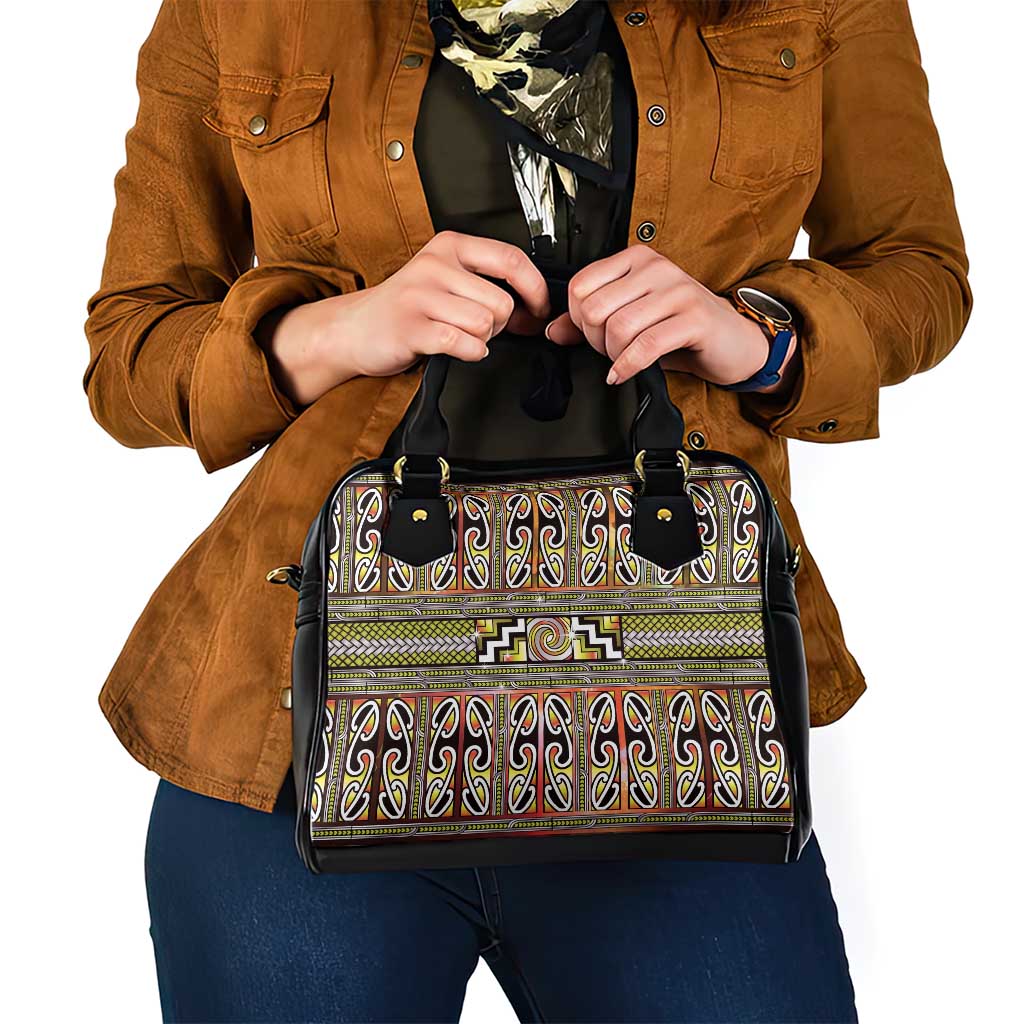 Maori Matariki Shoulder Handbag Yellow Galaxy Aesthetic Koru Art