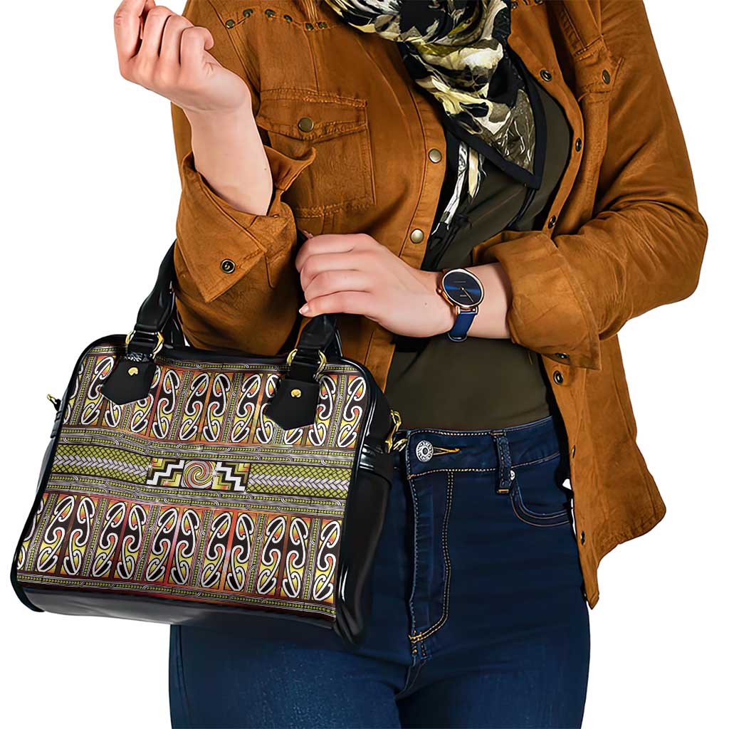 Maori Matariki Shoulder Handbag Yellow Galaxy Aesthetic Koru Art