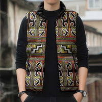 Maori Matariki Sleeveless Puffer Jacket Yellow Galaxy Aesthetic Koru Art LT01 - Polynesian Pride