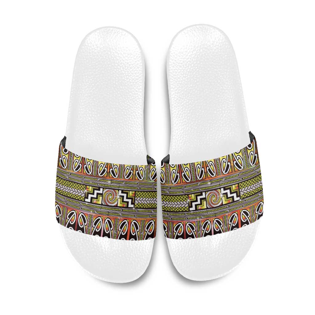 Maori Matariki Slide Sandals Yellow Galaxy Aesthetic Koru Art