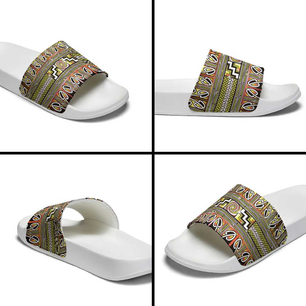 Maori Matariki Slide Sandals Yellow Galaxy Aesthetic Koru Art