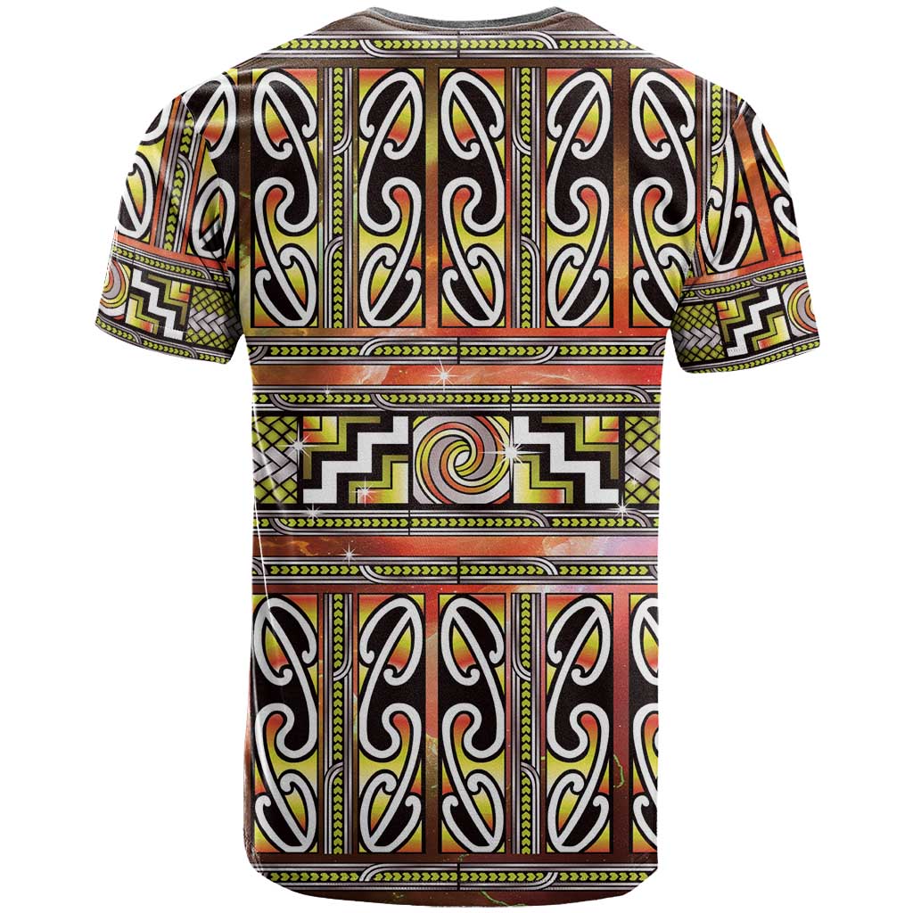 Maori Matariki T Shirt Yellow Galaxy Aesthetic Koru Art LT01 - Polynesian Pride