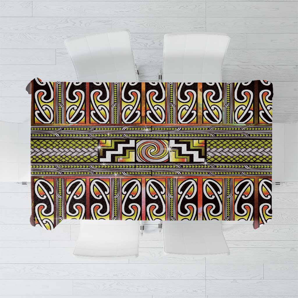 Maori Matariki Tablecloth Yellow Galaxy Aesthetic Koru Art
