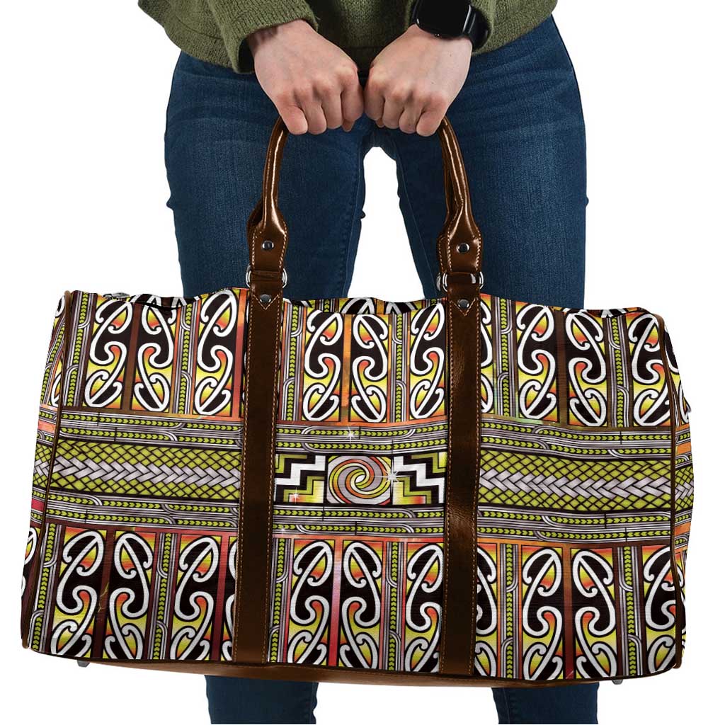 Maori Matariki Travel Bag Yellow Galaxy Aesthetic Koru Art