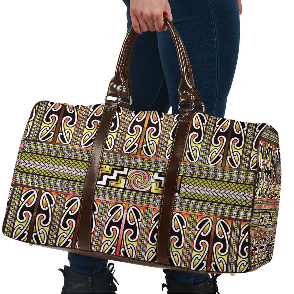 Maori Matariki Travel Bag Yellow Galaxy Aesthetic Koru Art