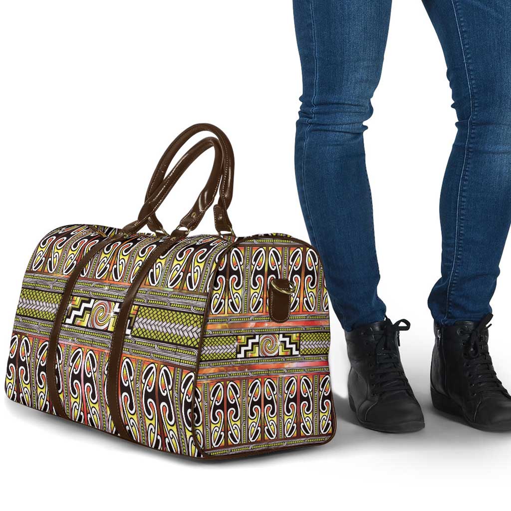 Maori Matariki Travel Bag Yellow Galaxy Aesthetic Koru Art