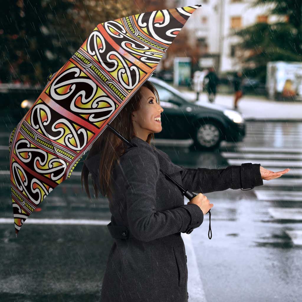 Maori Matariki Umbrella Yellow Galaxy Aesthetic Koru Art LT01 - Polynesian Pride